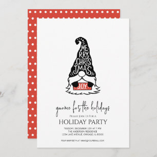 Modern Christmas Gnome For The Holidays Invitation