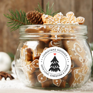 Modern Christmas Goodies Heart Personalised Classic Round Sticker