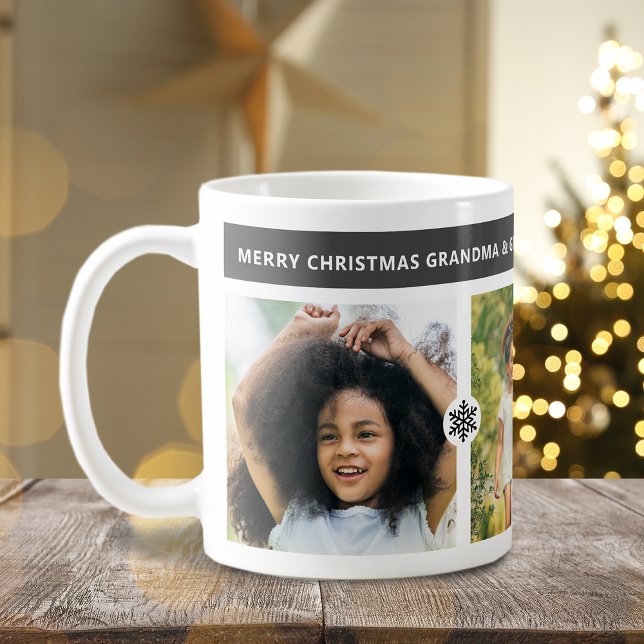 Modern Christmas Grandparents 3 Photos Coffee Mug (Modern Christmas Grandparents 3 Photos Coffee Mug)