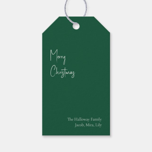 Modern Christmas | Green Family Gift Tags (Front)