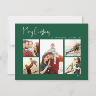 Modern Christmas   Green Five-Photo Holiday Card