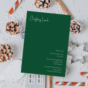 Modern Christmas   Green Lunch Invitation