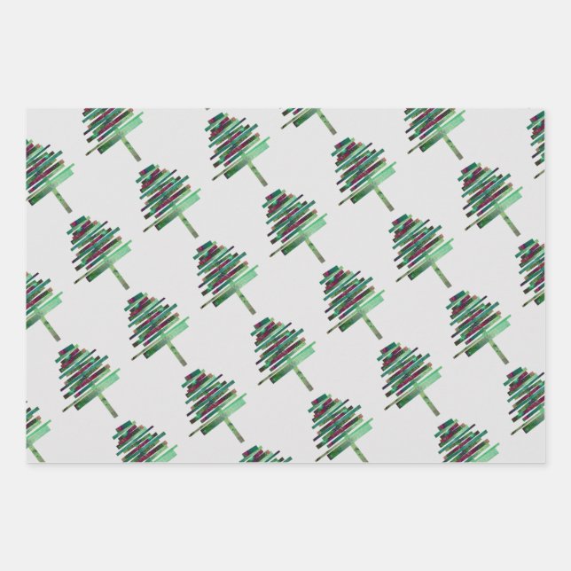 Modern Christmas Green pink and blue Wrapping Paper Sheet (Front)