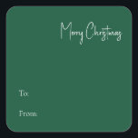Modern Christmas | Green To From Square Sticker<br><div class="desc">This modern Christmas | green to from square sticker is perfect for your minimalist shabby chic boho green and white holiday greeting. The minimal whimsical handwritten calligraphy is delicate and rustic while staying classy and elegant. You will find that everything about this product is editable, so feel free to add...</div>