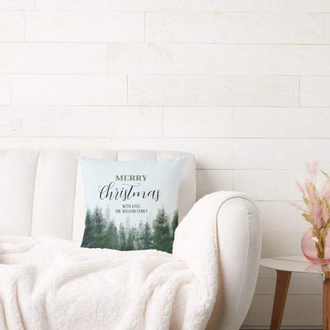 Modern Christmas Green Tree | Merry Christmas  Cushion (Couch)