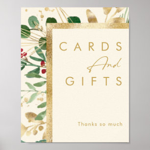 Modern Christmas Greenery   Cream Cards and Gifts  Poster