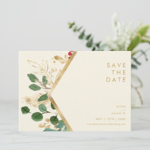 Modern Christmas Greenery Cream Horizontal Save The Date