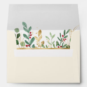Modern Christmas Greenery   Cream Invitation Envelope
