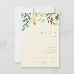 Modern Christmas Greenery   Cream Menu Choice RSVP