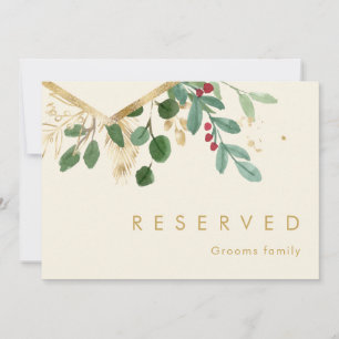 Modern Christmas Greenery   Cream Reserved Sign