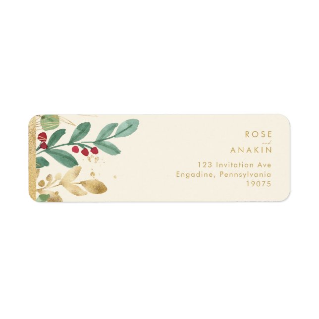Modern Christmas Greenery | Cream Return Address (Front)