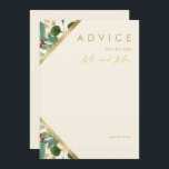 Modern Christmas Greenery | Cream Wedding Advice Card<br><div class="desc">This modern Christmas greenery | cream wedding advice card is perfect for your simple boho winter wedding. Designed with geometric faux gold foil and minimalist botanical watercolor with touches of green eucalyptus and red winterberry. All on a classic cream background. These elements give it a modern yet elegant feel sure...</div>