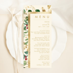 Modern Christmas Greenery   Cream Wedding Dinner Menu