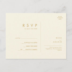 Modern Christmas Greenery   Cream Wedding RSVP Postcard