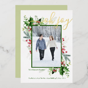 Modern Christmas Greenery Greeting Foil Holiday Ca