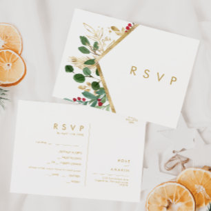 Modern Christmas Greenery   Menu Choice RSVP Card