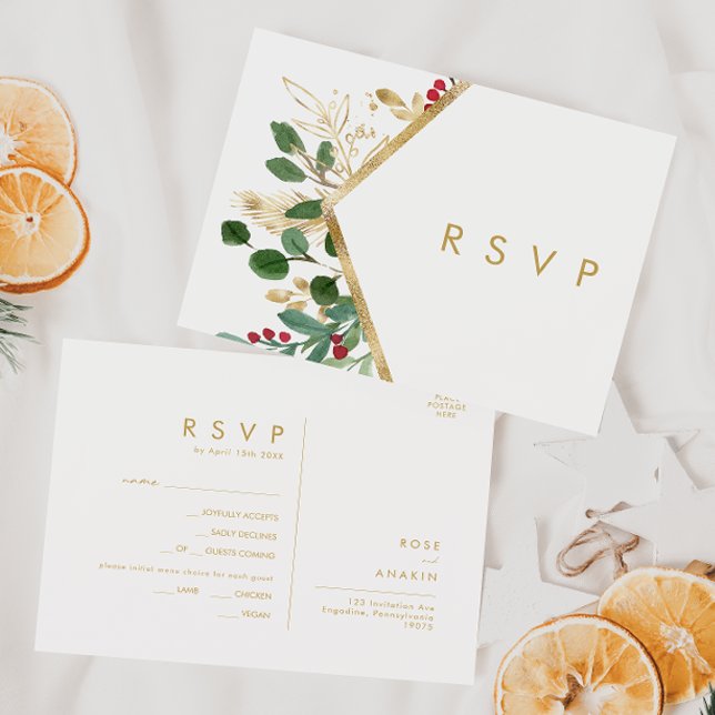 Modern Christmas Greenery | Menu Choice RSVP Card (Creator Uploaded)