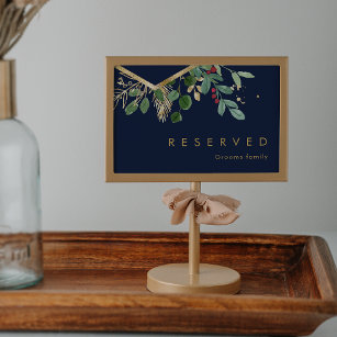 Modern Christmas Greenery   Navy Reserved Sign