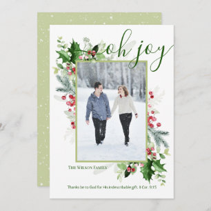 Modern Christmas Greenery Religious Greeting Holiday Card