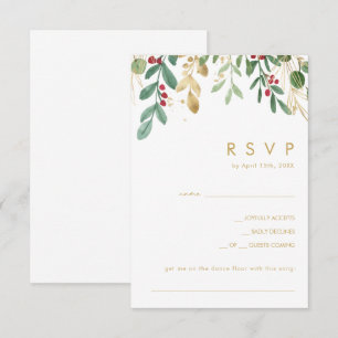 Modern Christmas Greenery Song Request RSVP Card