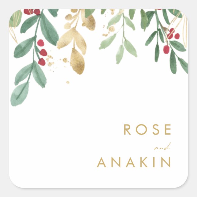 Modern Christmas Greenery | White Envelope Seals (Front)