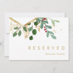 Modern Christmas Greenery White Reserved Sign