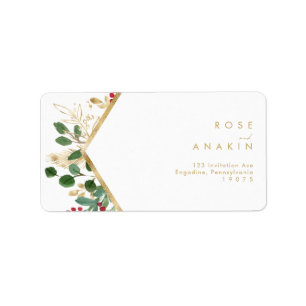 Modern Christmas Greenery White RSVP Address Label