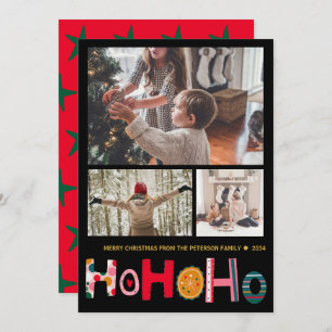 Modern Christmas Greeting 3 Photo Holiday Card