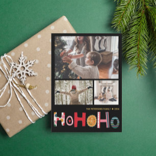 Modern Christmas Greeting 3 Photo Holiday Card