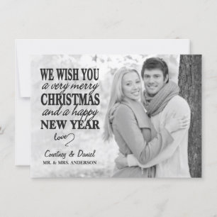 Modern Christmas Hand Lettered Full-Photo Overlay Holiday Card