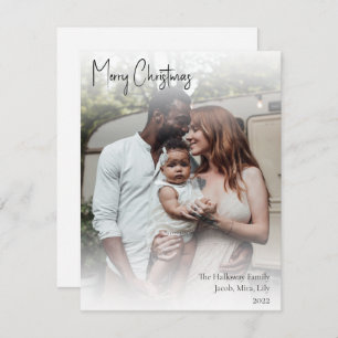 Modern Christmas Handwritten Script Full Photo Hol Holiday Card