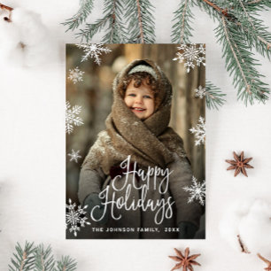 Modern Christmas Happy Holidays PHOTO Greeting Postcard