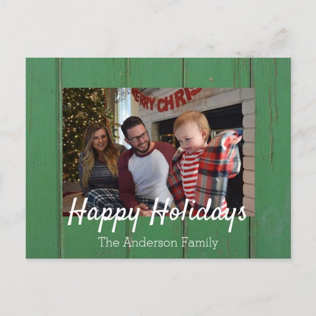 Modern Christmas Happy Holidays Photo Holiday Postcard (Front)