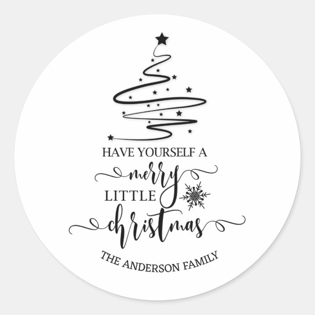 Modern Christmas Have yourself a merry little Classic Round Sticker (Front)