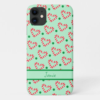 Modern Christmas Heart Candy Cane iPhone 11 Case