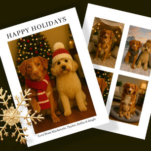Modern Christmas Holiday 5 Photo Personalized Card