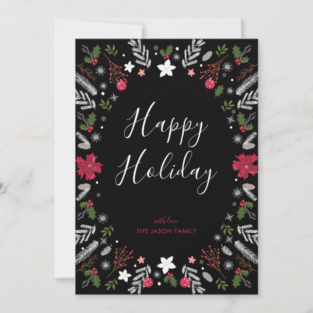 Modern Christmas, Holiday Flat Note Card (Front)