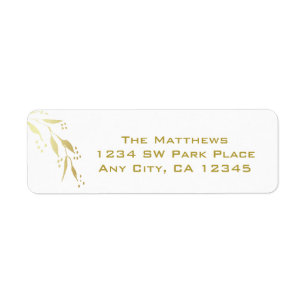 Modern Christmas Holiday Gold White Return Address