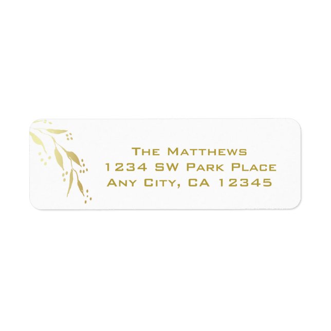 Modern Christmas Holiday Gold White Return Address (Front)