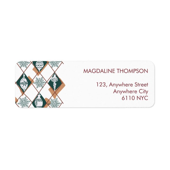 Modern Christmas Holiday Green Return Address (Front)