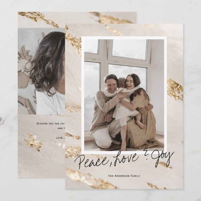 Modern Christmas Holiday greeting family photo (Front/Back)