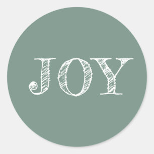 Modern Christmas Holiday Joy Dusty Green Classic Round Sticker