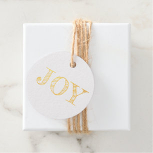Modern Christmas Holiday Joy Family Name Foil Favour Tags