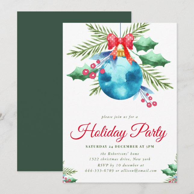 Modern christmas holiday party invitation (Front/Back)