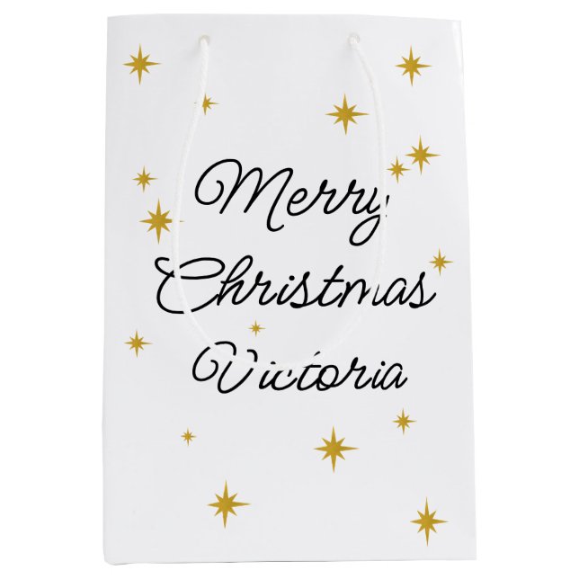 Modern Christmas Holiday Personalised Merry  Medium Gift Bag (Front)