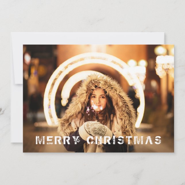 Modern Christmas Holiday Photo Card (Front)