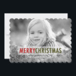 MODERN CHRISTMAS | HOLIDAY PHOTO CARD<br><div class="desc">Modern Christmas holiday photo card with red and green bold text overlay. ELKE CLARKE© Versatile design with the words "Merry Christmas" in red and green. Add your picture, your name and year, in a retro text font, and send to family and friends for the holidays. Green and white stripes pattern...</div>