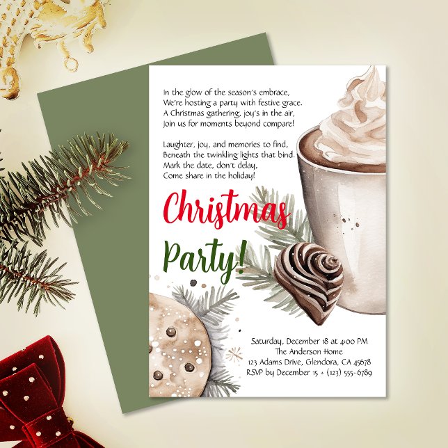 Modern Christmas Holiday Poem Party Invitation (Elevate your upcoming event with this cozy Christmas invitation and heartwarming poem!)