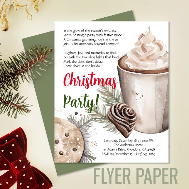 Modern Christmas Holiday Poem Party Invitation Flyer (Exceptional value: budget-friendly Christmas invitation for memorable events and cost saving!)