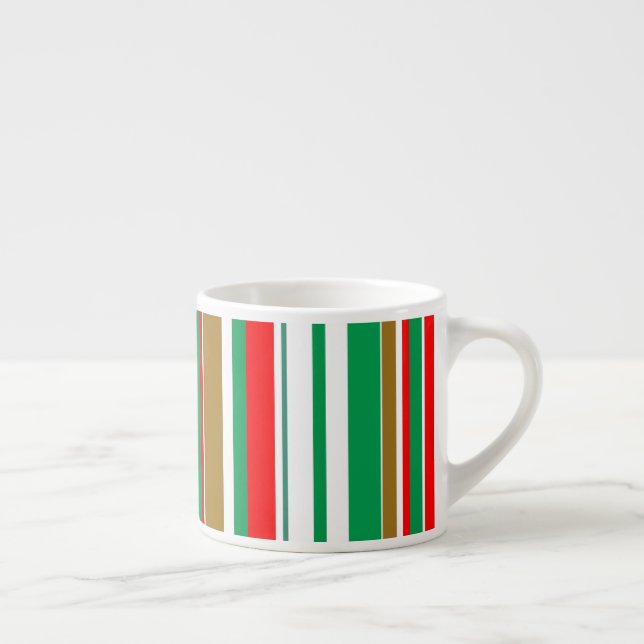 Modern Christmas Holiday Season Stripes Espresso Cup (Right)